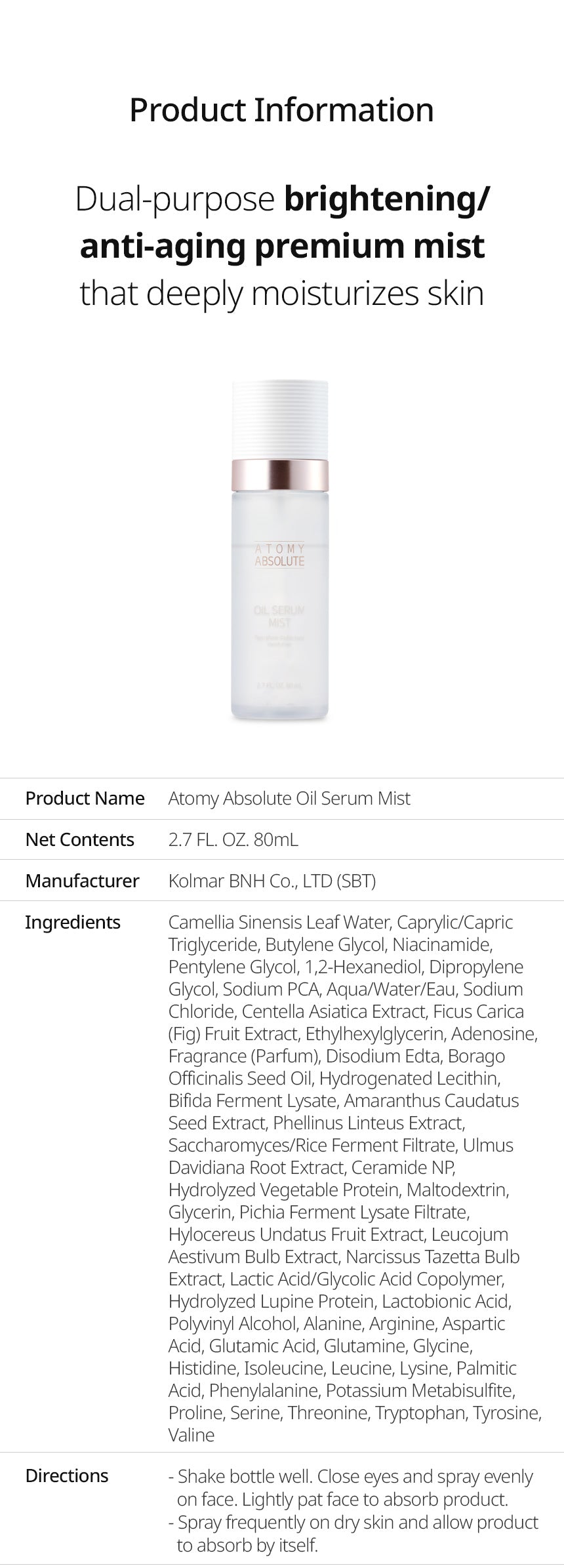 Absolute Oil Serum Mist