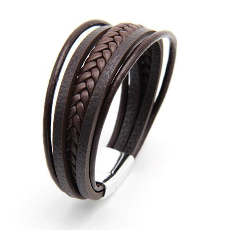 Leather Bracelets Mens Multilayer Man