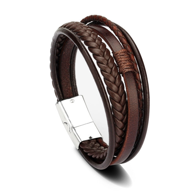 Leather Bracelets Mens Multilayer Man