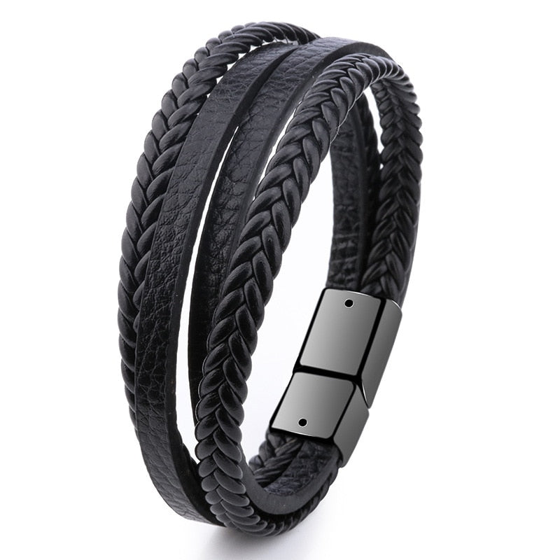 Leather Bracelets Mens Multilayer Man
