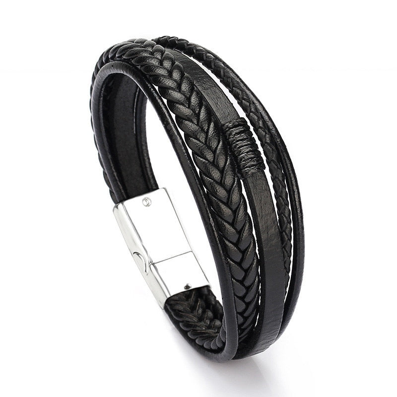 Leather Bracelets Mens Multilayer Man