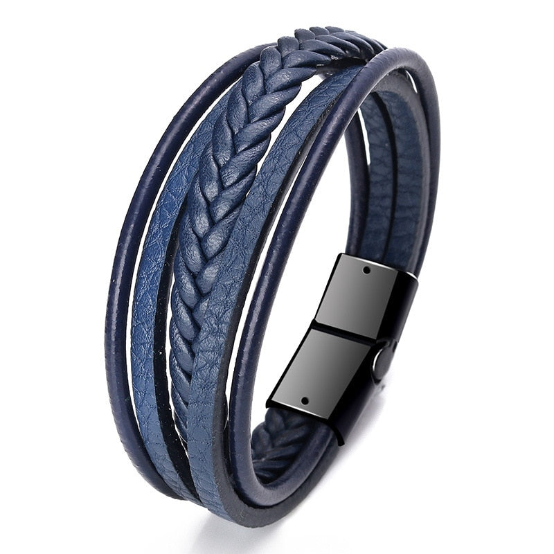 Leather Bracelets Mens Multilayer Man
