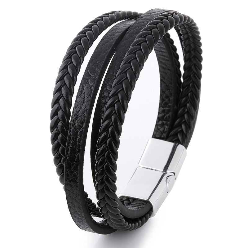 Leather Bracelets Mens Multilayer Man