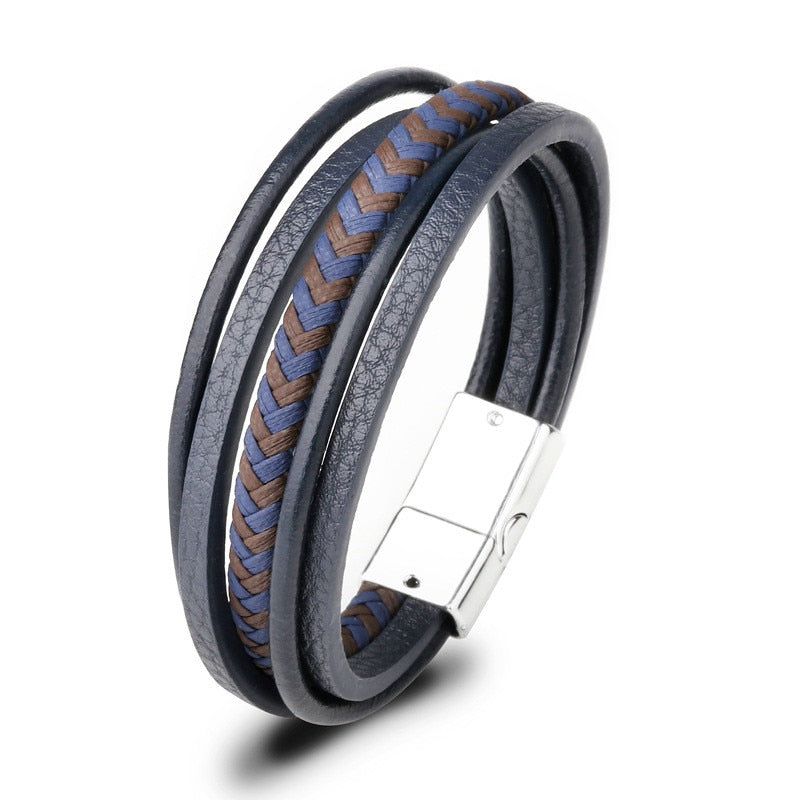 Leather Bracelets Mens Multilayer Man