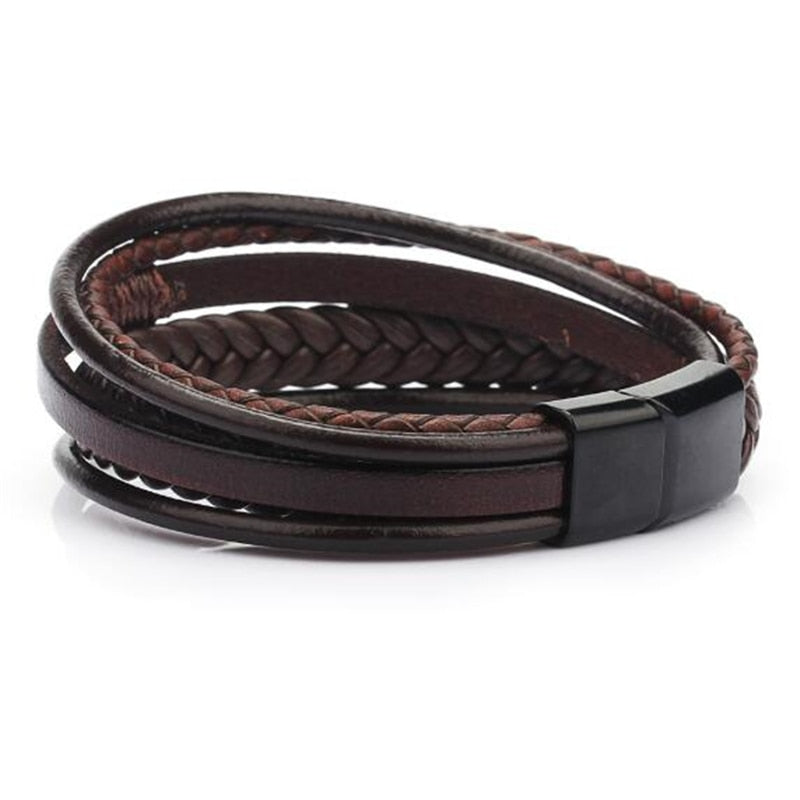 Leather Bracelets Mens Multilayer Man