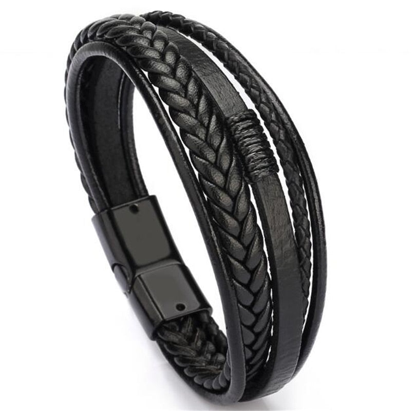 Leather Bracelets Mens Multilayer Man