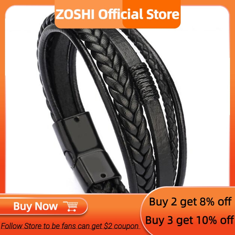Leather Bracelets Mens Multilayer Man