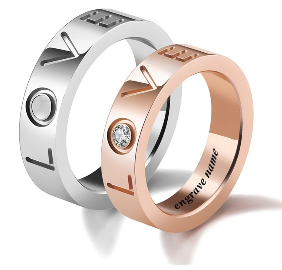 Love Couple Rings Engrave Name