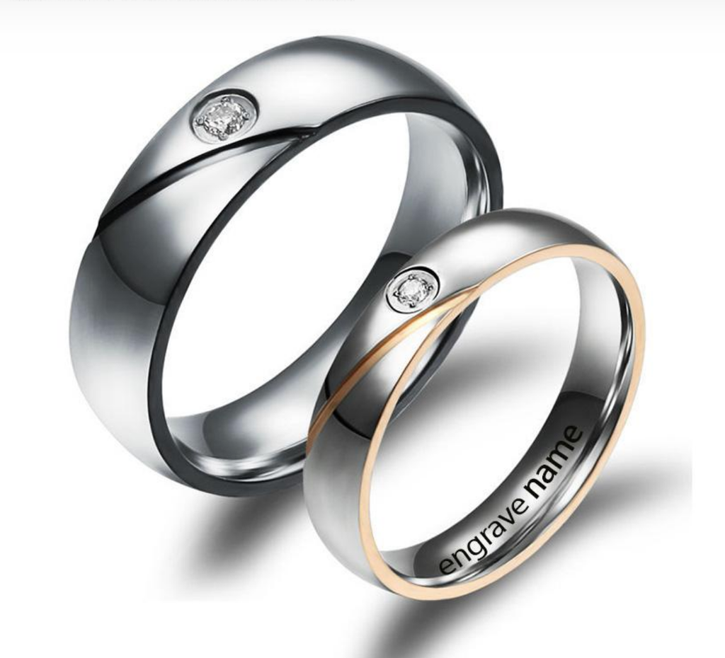 Couple Rings Engrave Name Wedding Rings