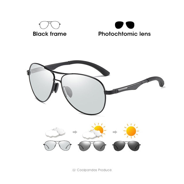 Pilot Photochromic Sunglasses Men Polarized Safety Driving