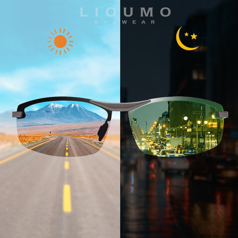 Day&Night Photochromic Polarized Sunglasses Men UV400