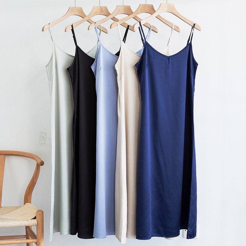 Fashion  Dress Spring Satin Long Woman (XS- XXL)