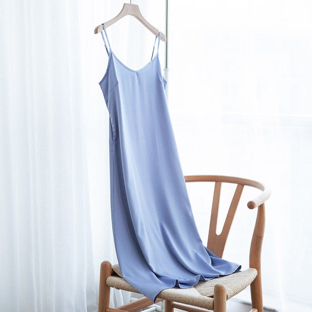 Fashion  Dress Spring Satin Long Woman (XS- XXL)