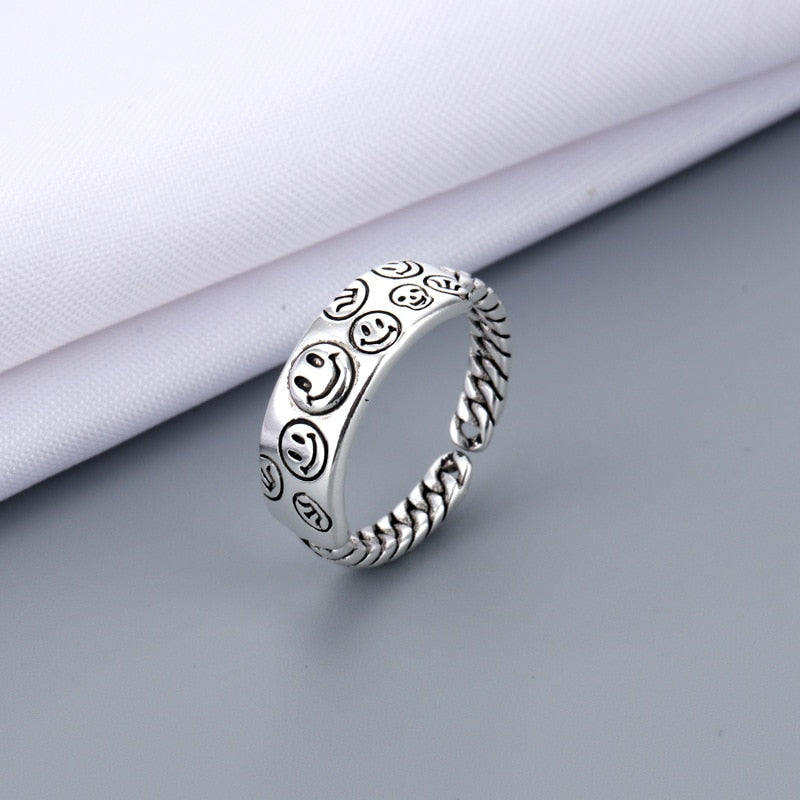 2021 Vintage Ancient Silver Color Happy Smiling Face