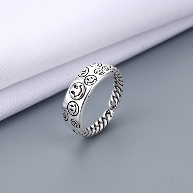 2021 Vintage Ancient Silver Color Happy Smiling Face