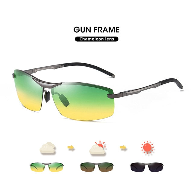 Day&Night Photochromic Polarized Sunglasses Men UV400
