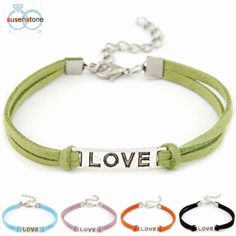 Leather  Bracelet Women Men Love Handmade