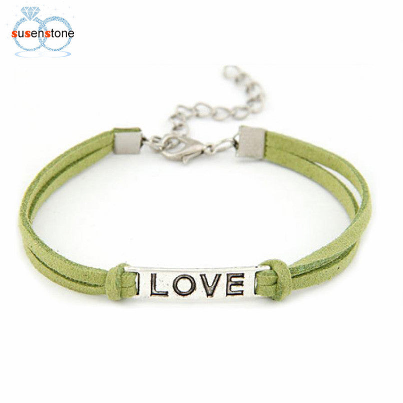 Leather  Bracelet Women Men Love Handmade