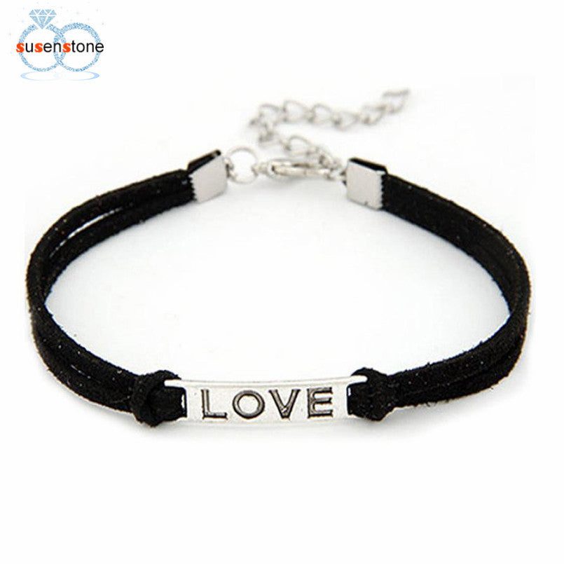 Leather  Bracelet Women Men Love Handmade