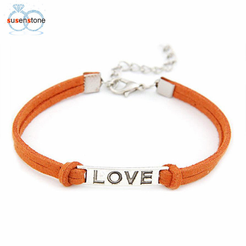 Leather  Bracelet Women Men Love Handmade
