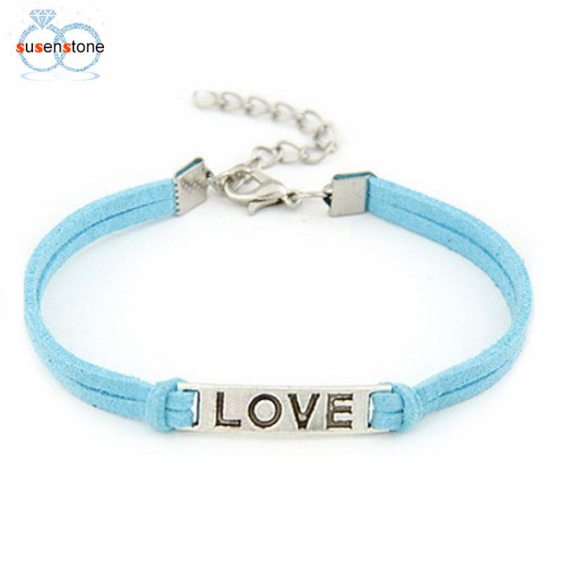 Leather  Bracelet Women Men Love Handmade