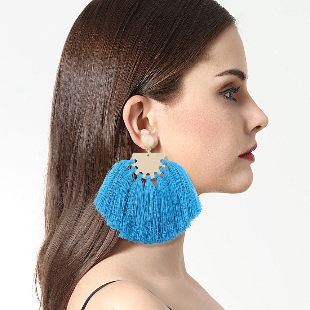 Women  Earrings -  Long Tassel Fringe Dangle Earrings Jewelry