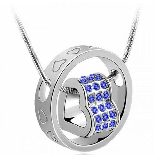 Women Crystal Chain Rhinestone Necklace Love Heart Pendant Gift love