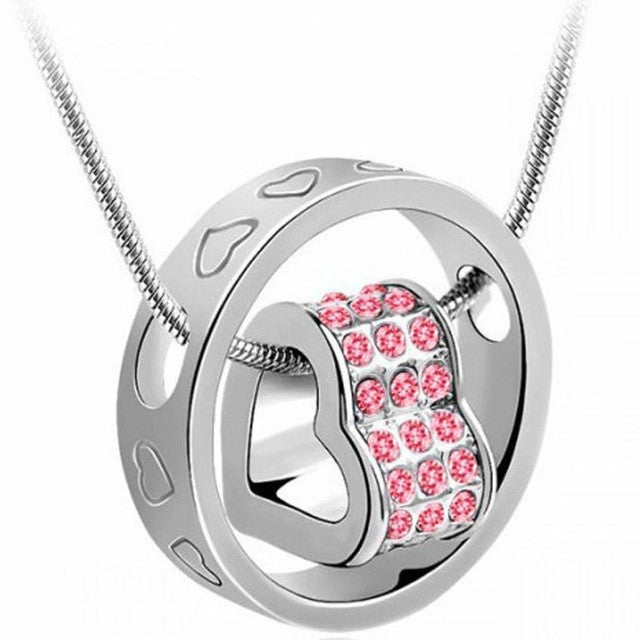 Women Crystal Chain Rhinestone Necklace Love Heart Pendant Gift love