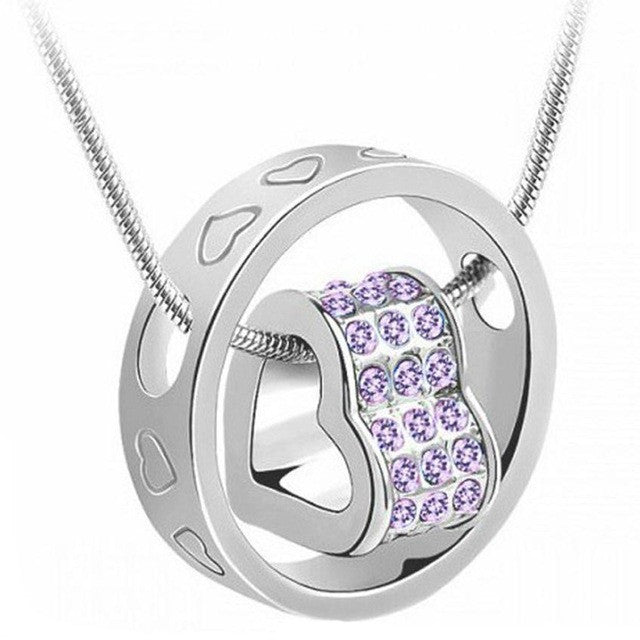 Women Crystal Chain Rhinestone Necklace Love Heart Pendant Gift love
