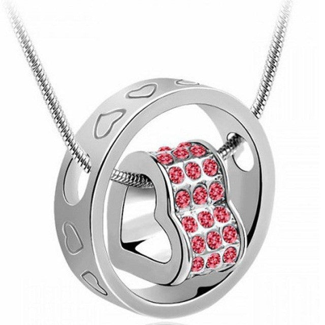 Women Crystal Chain Rhinestone Necklace Love Heart Pendant Gift love