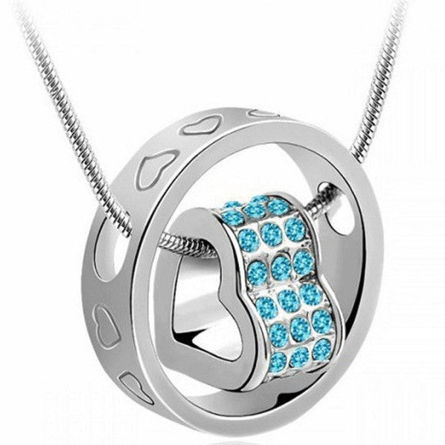 Women Crystal Chain Rhinestone Necklace Love Heart Pendant Gift love