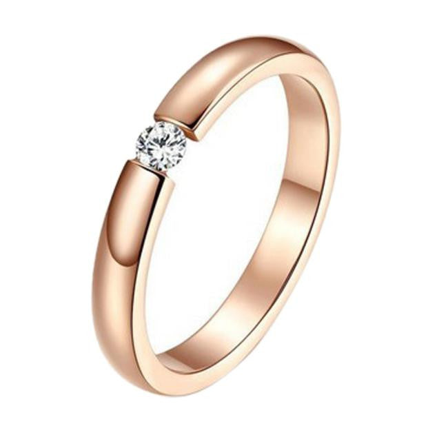 Single Diamond Rose Gold Surface Couple Ring