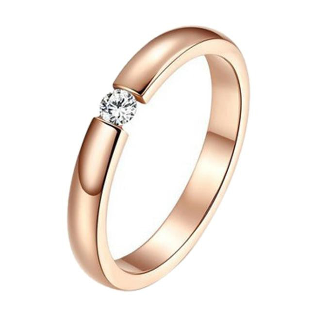 Single Diamond Rose Gold Surface Couple Ring