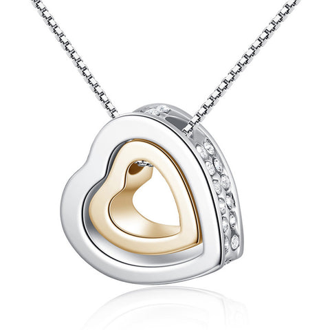 Heart Crystal Eternal Love Silver Necklace